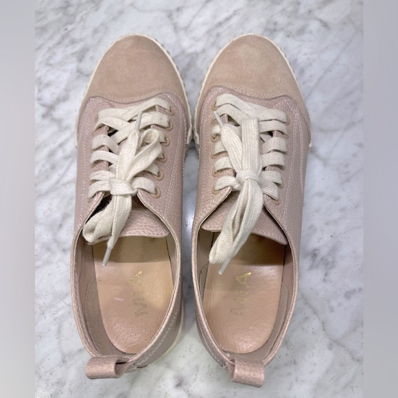 Mia Light pink/peach leather & suede, lace up shoes/loafers, gentle worn, size 7 - Picture 2 of 5